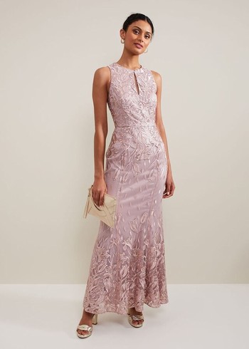 Phase Eight Jaclyn Embroidered Dress Pink Australia | OW3967421